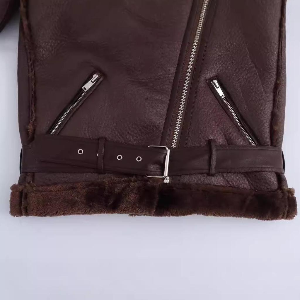 Женская двусторонняя дубленка в европейском и американском стиле, черная, осень 2024, стиль 2969241