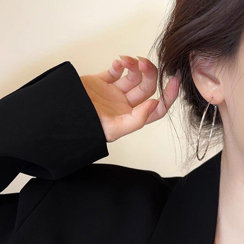 Большие гладкие круглые серьги-кольца для женщин, простые круглые серьги-кольца, свадебные украшения