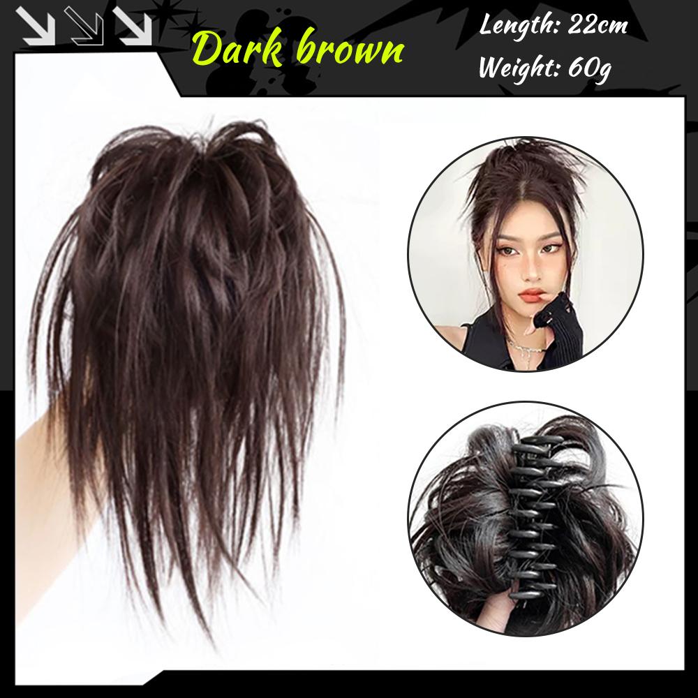 Synthetic Messy Fluffy Hair Bun Tousled Hairpiece Elastic Band Chignon Ponytail Extensions Hair for Women KTB
