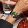 Swatch Серия Gent Новая серия Gent Кварцевый механизм Минималистичный Зеленый свет Швейцарские часы 47,4 мм Зеленый циферблат Керамический корпус с растительным узором Силиконовый ремешок SO32B117
