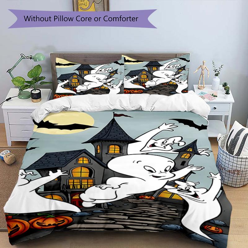 3pcs Casper1 Design Cover Set - HD Printed Bedding with 1 Cover and 2 Pillowcases - Perfect for Home and Dorm Decor