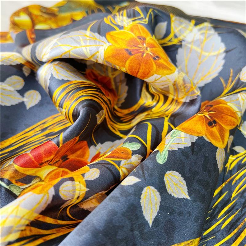 110*110 Cm Square Silk Scarf Women's Fashion Printed Small Neck Scarf Office Women's Hair Belt Folar Handkerchief Women's Handkerchief Shawl Scarf