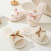 Модные милые кружевные банты для дома для тапочек женские мягкие подошвы легкие плоские домашние тапочки женские бесшумные нескользящие льняные тапочки для спальни