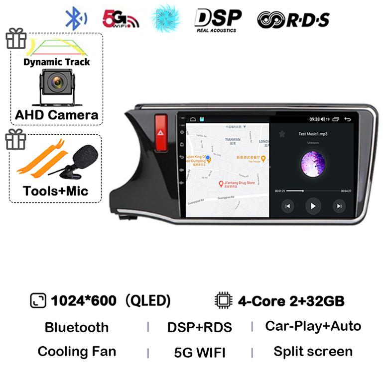 Android 14 Carplay Auto For Honda CITY 2014 2015 2016 2017 2018 2019 Car Radio Multimedia Stereo Player Navigation GPS 4G+WIFI