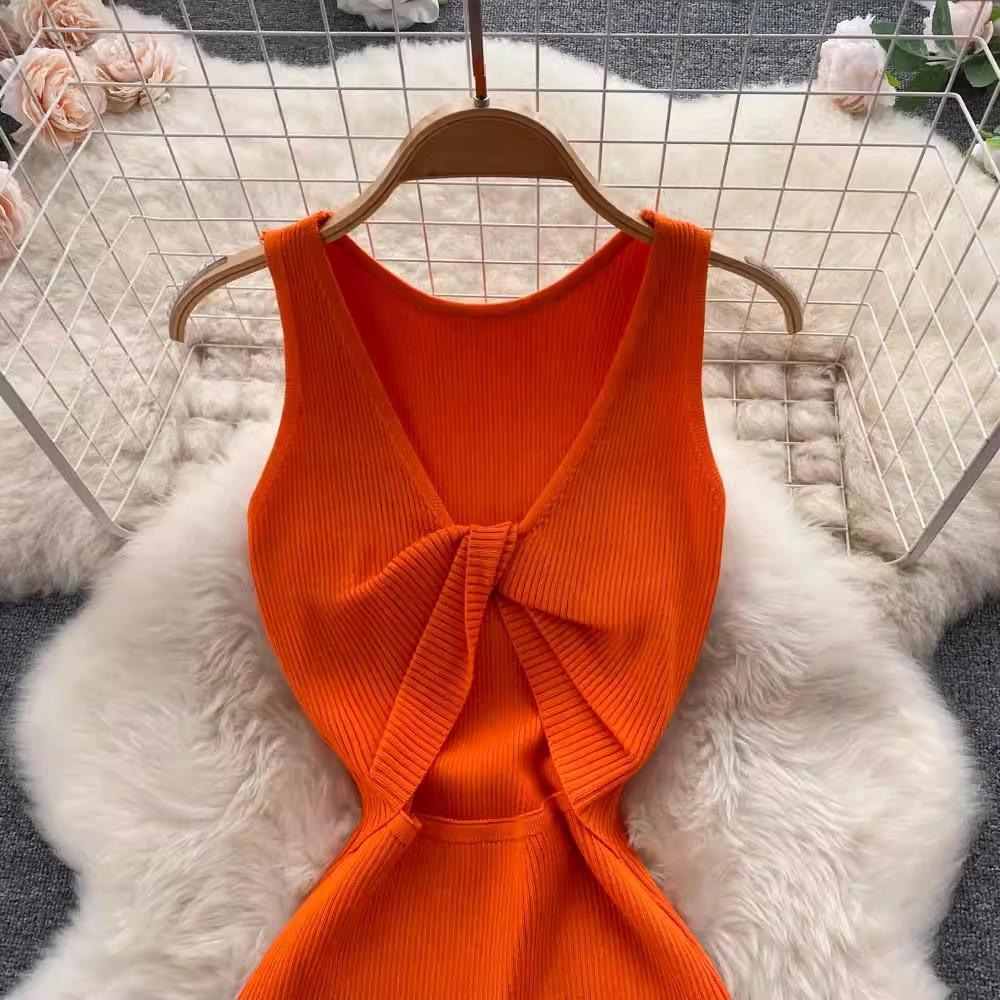 Полое платье с запахом без рукавов, сексуальное модное эластичное облегающее платье для вечеринки, элегантное платье, шикарное летнее женское платье для пляжного отдыха и отдыха