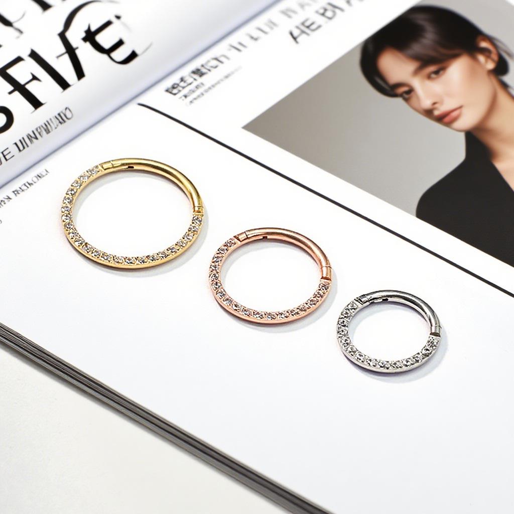 Трансграничные украшения для пирсинга из нержавеющей стали 316L с инкрустацией цирконами: Пирсинг носа, серьги и пирсинг хряща.