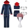 Anime Tokyo Itadori Yuji Cosplay Costume with Hooded Pants For Halloween Outfit School Carnival Uniform