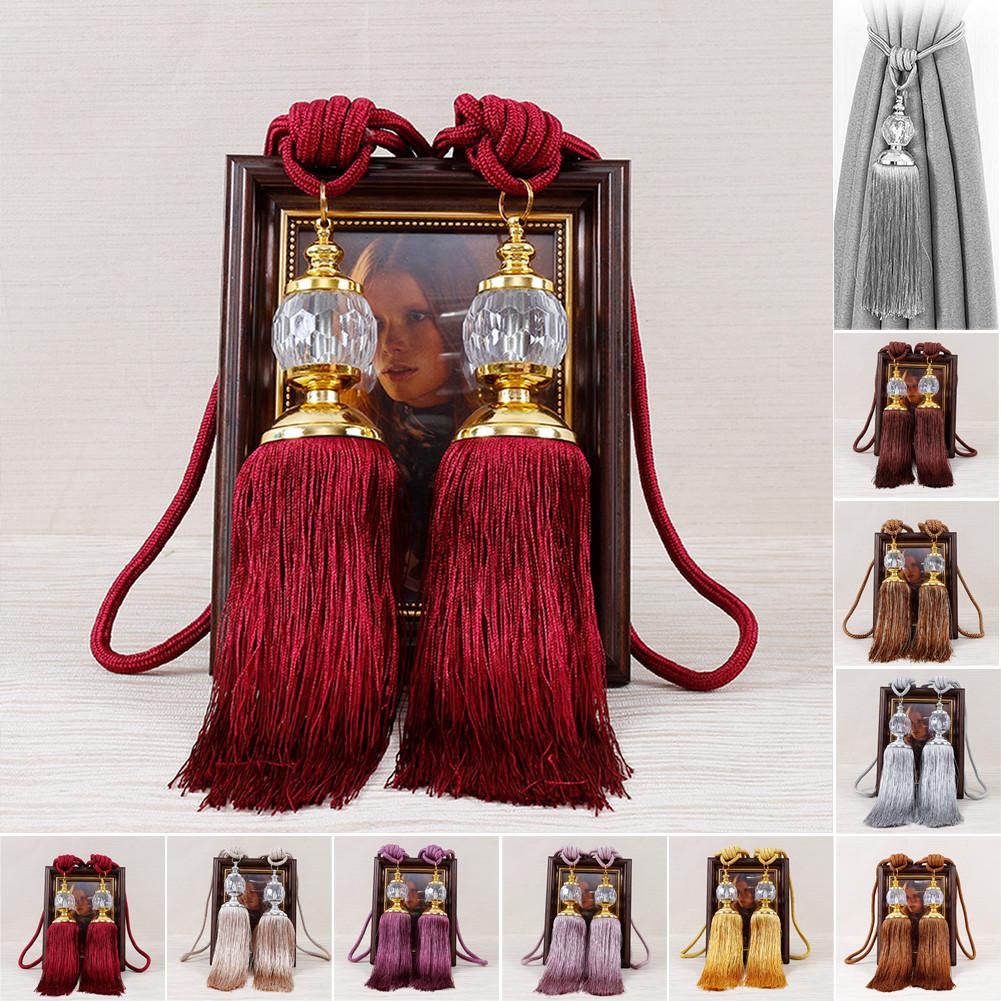 A Pair Of Luxury Curtain Holdbacks With Tassel Tiebacks And Beaded Ball