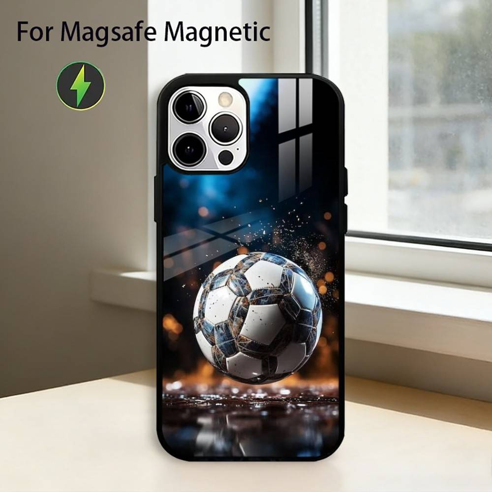 Football Sport Soccer Phone Case For iPhone17,16,15,14,13,12,11 Plus,Pro Magnetic For Magsafe Wireless Charging