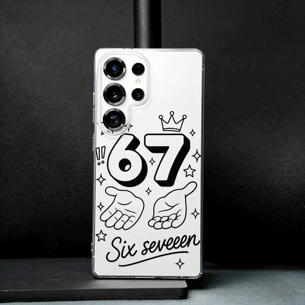 Чехол для телефона Six Seven 67 для Samsung S25, S24, S21, S22, S23, S30, Ultra, S20, Plus, Fe, Note, 10, 9, 5G Прозрачная крышка