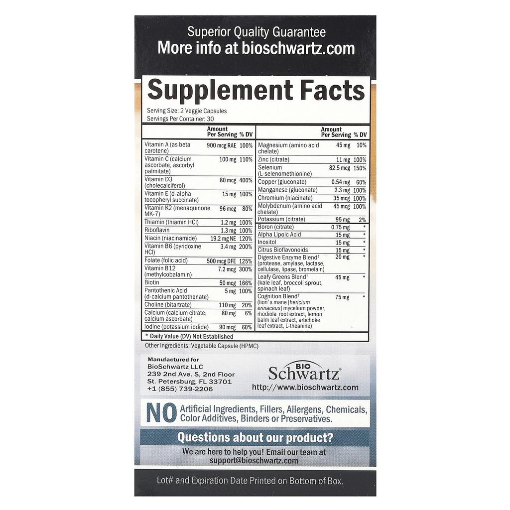 Multivitamin for Men Over 50, Veggie Capsules 60