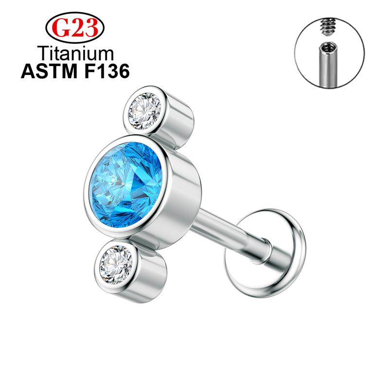ASTM F136 16g Титановые Серьги-гвоздики Trinity Helix с Цирконами для Хряща Уха, Козелка, Губы, Пирсинг Тела, Сексуальные, Панк