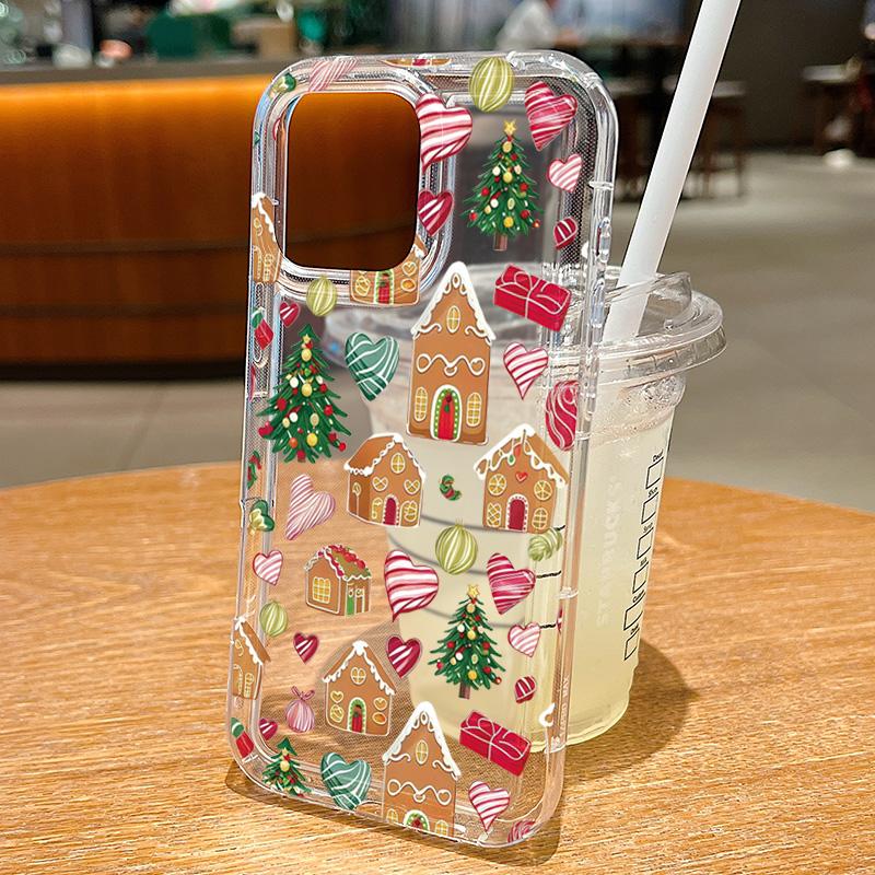 Рождественский домик из конфет Прозрачный чехол для Samsung Galaxy A55 A54 A53 A52 A35 A34 A33 A15 S25 Ultra S24 Plus S23 FE S22