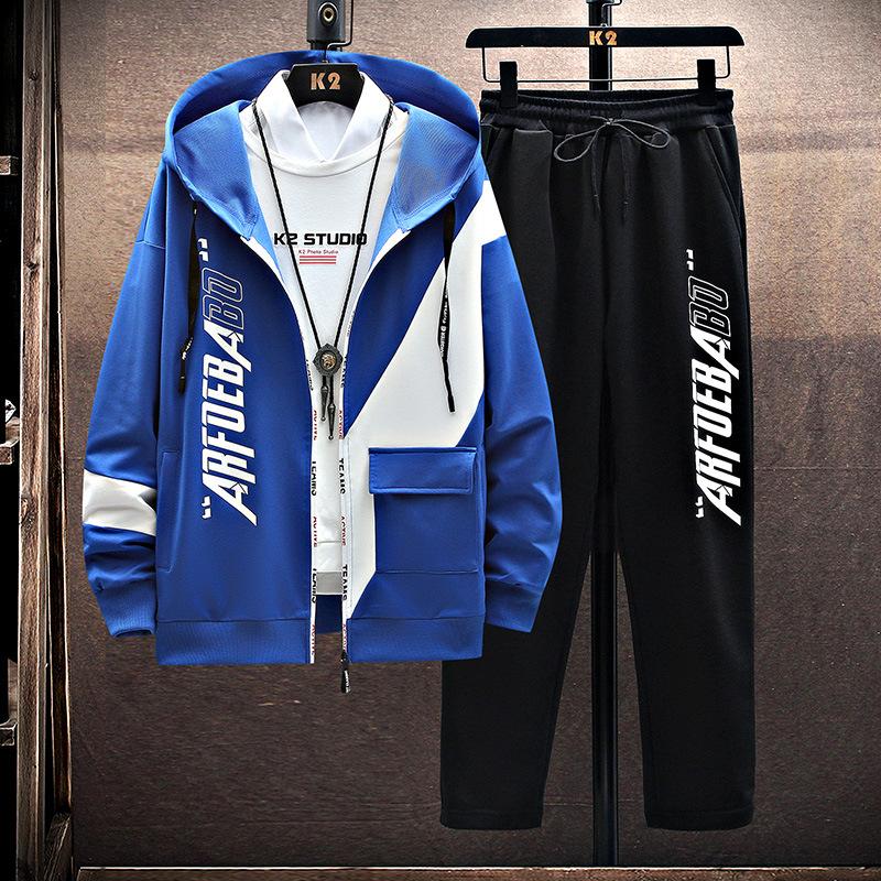 Autumn Fashion Printed Hooded Jacket Casual Pants Sports Suit
