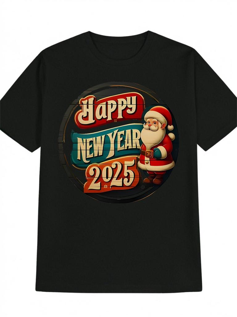 2025 Happy New Year Santa Graphic T-shirt