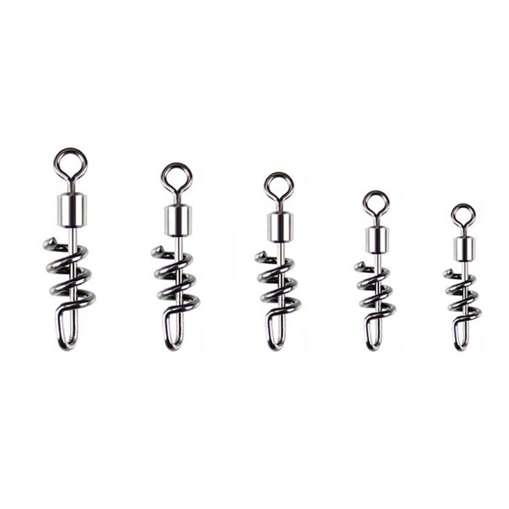 10Pcs Fishing Hooks Snap Swirl Connectors Rolling Rings Wire Leader Swivels