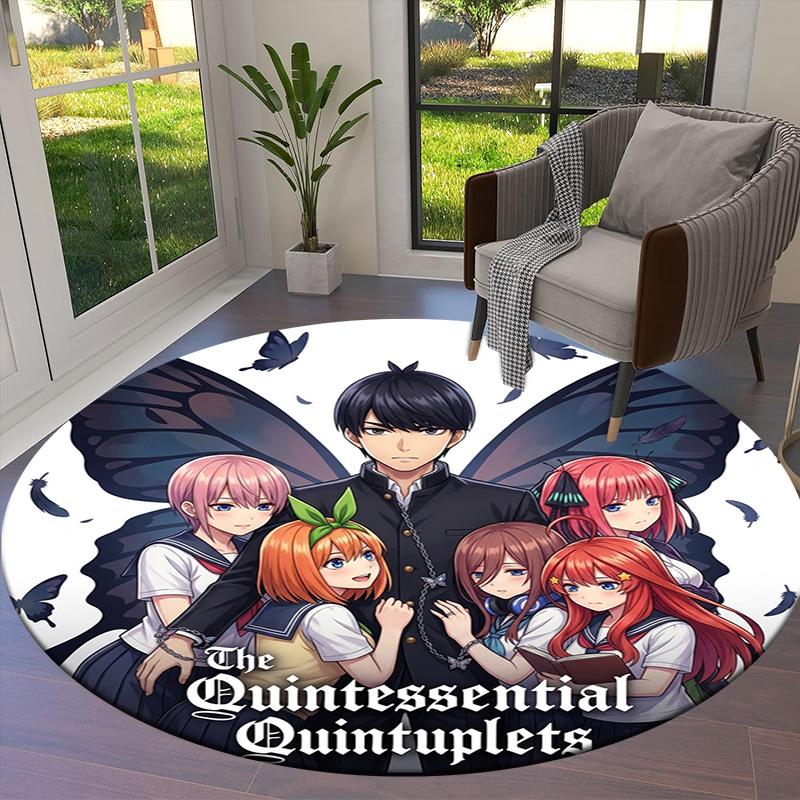 The Quintessential Quintuplets Round Area Rug Carpet Rug For Living Room Bedroom Sofa Playroom Decor Nonslip Floor Mat