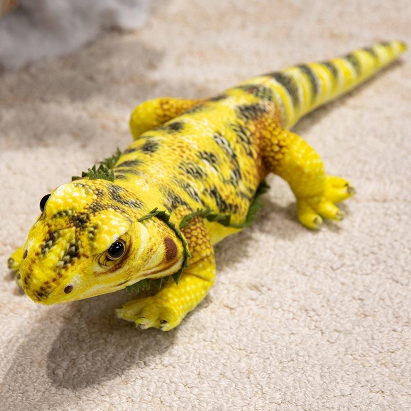 50cm Kawaii Lifelike Green Yellow Lizard Figurine Model Cute Reptile Lizard Plush Toys Simulation Animal Stuffed Doll Gifts