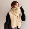 Women Scarf Knitted Solid Color Plain Thickened Soft Keep Warm Comfortable Autumn Winter Adults Long Scarf Shawl for Outdoor