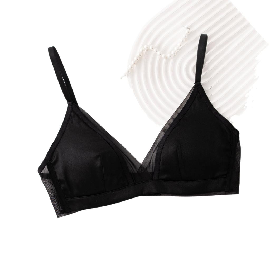 No steel ring mulberry silk removable triangle cup anti-sagging bra