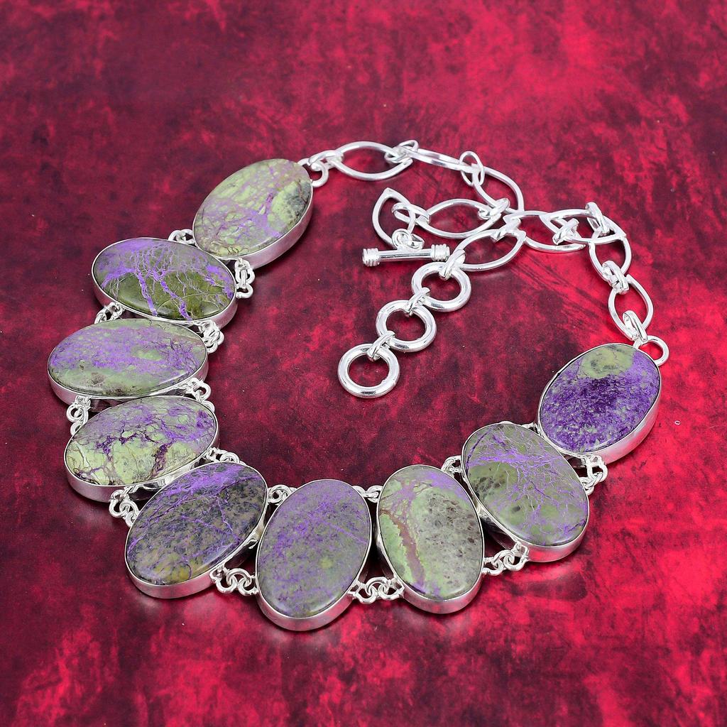 Фантастические ювелирные изделия из пурпурита, комплект ювелирных изделий из натуральных драгоценных камней, браслет и ожерелье из стерлингового серебра 925 пробы, подарок на годовщину, ювелирные изделия ручной работы