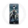 Coque pour Samsung Galaxy A6 2018 Vikings Série Saison 6 Ragnar Lothbrok logo V Epée Gris Fond Broui