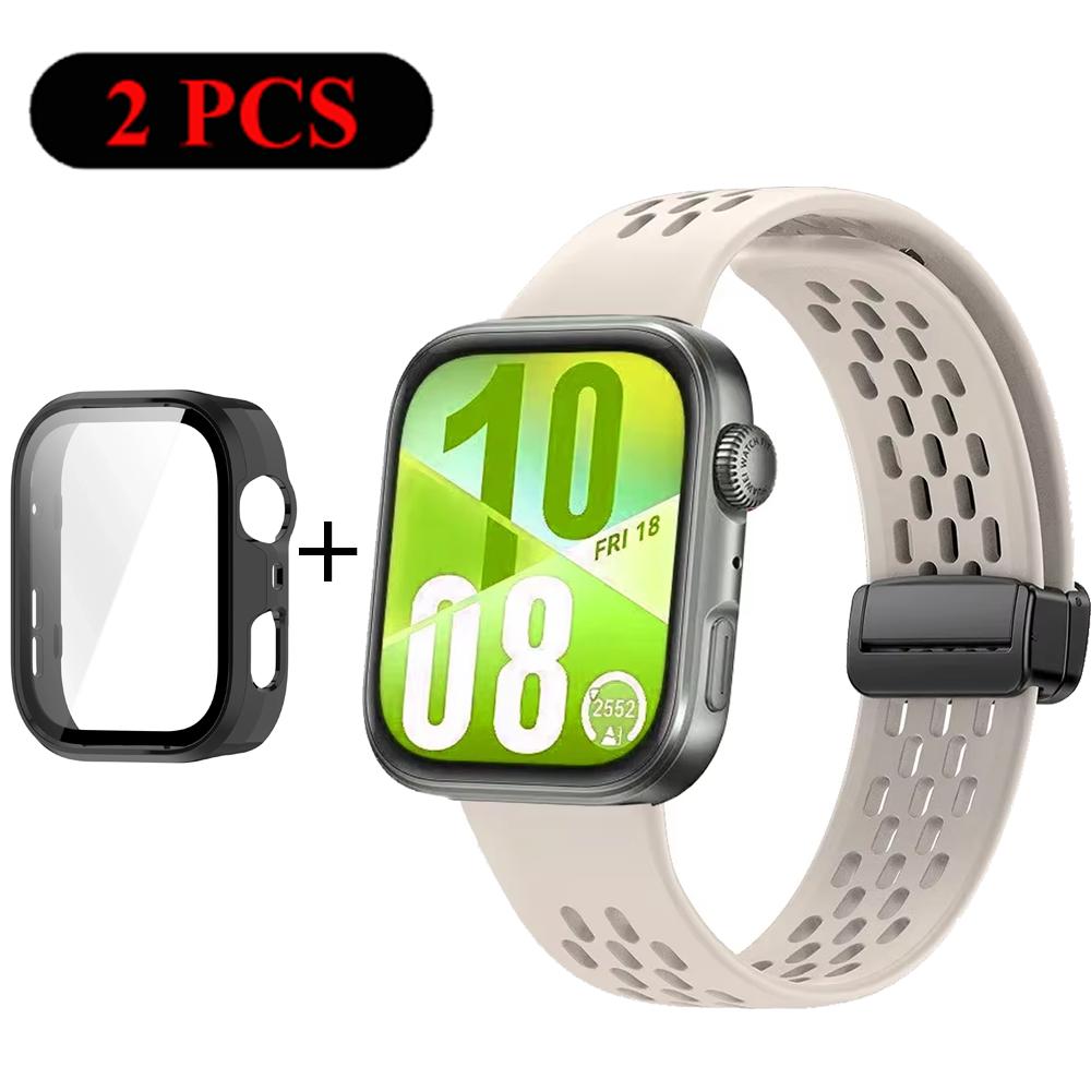 Ремешок+Чехол Силиконовый Ремешок для Huawei Watch Fit 4 Pro Fit 4 Удобный Браслет для Huawei Watch Fit 3 Дышащий Ремешок ПК Оболочка