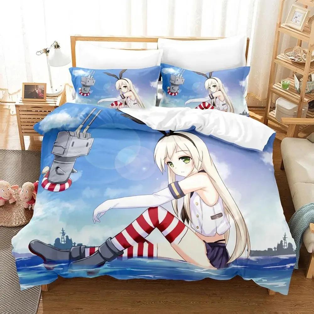 Аниме Kantai Коллекция Комплект постельного белья для мальчиков и девочек Twin Queen Sizes Пододеяльник Наволочка Кровать Дети Взрослые Мода Домашний текстиль Текстиль
