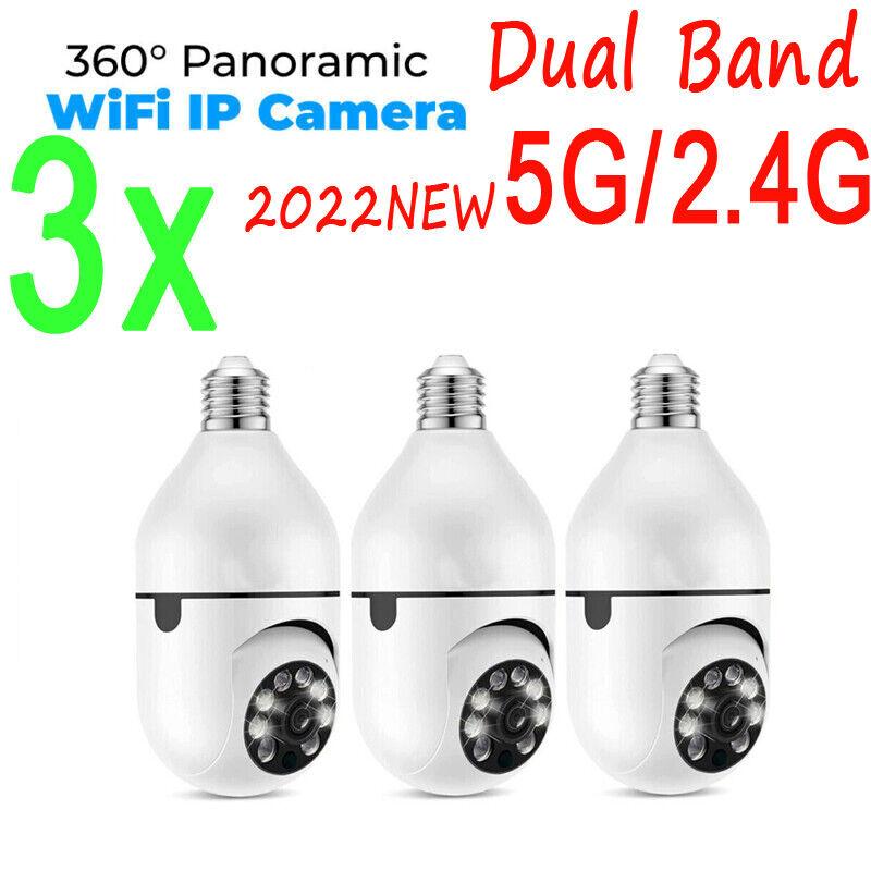 1/2/4 шт. 2,4 ГГц 5 ГГц E27 лампа беспроводная Wi-Fi камера наблюдения наружная камера ночного видения с автоматическим отслеживанием 4-кратный цифровой зум видеокамера безопасности