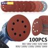 100Pcs 125mm Sanding Discs 8 Hole Hook Loop Sandpaper 80Grit-3000Grit Sanding Paper 5Inch Sanding Disc Abrasive Polishing Tools