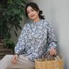 Johnature Женские винтажные рубашки топы с принтом цветочные стойка длинный рукав осенние блузки рубашки на пуговицах