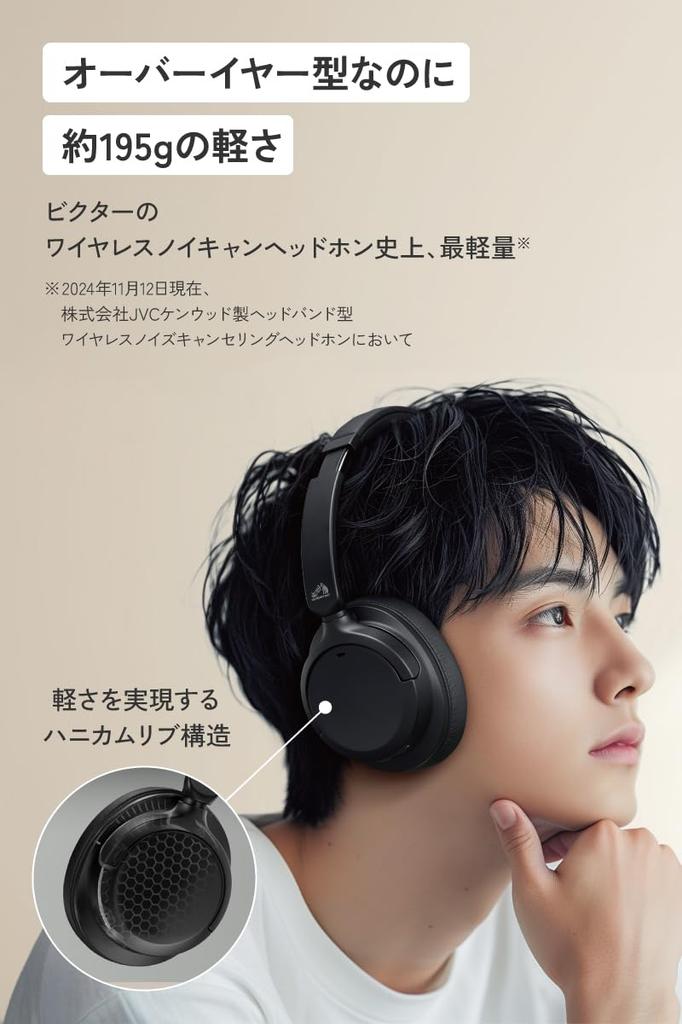 Беспроводные наушники JVC Kenwood Victor Bluetooth 50 часов воспроизведения с микрофоном Легкие Удобные Черные HA-S99N-B Ver.5.3 Многоточечные