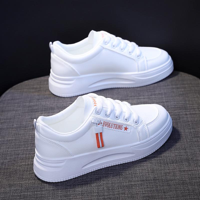 Fashion Women Casual Shoes Autumn Platform Hidden Increasing Sneakers PU Leather Shoes Woman Breathable High Quality White Shoe New 2024