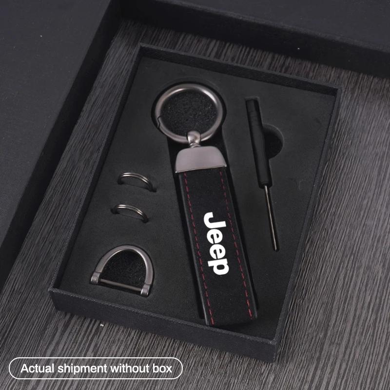 For Jeep Metal Leather Car Keychain Key Ring Accessories For Jeep Renegade Compass Grand Cherokee Wrangler jk Gladiator Patri