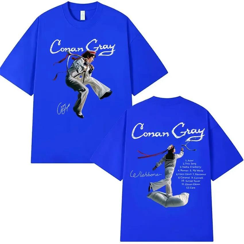 Conan Gray Wishbone World Tour 2026 Футболка Мужская Винтажная Высококачественные Модные Футболки Мужская Хип-Хоп Короткий Рукав Хлопковая Футболка