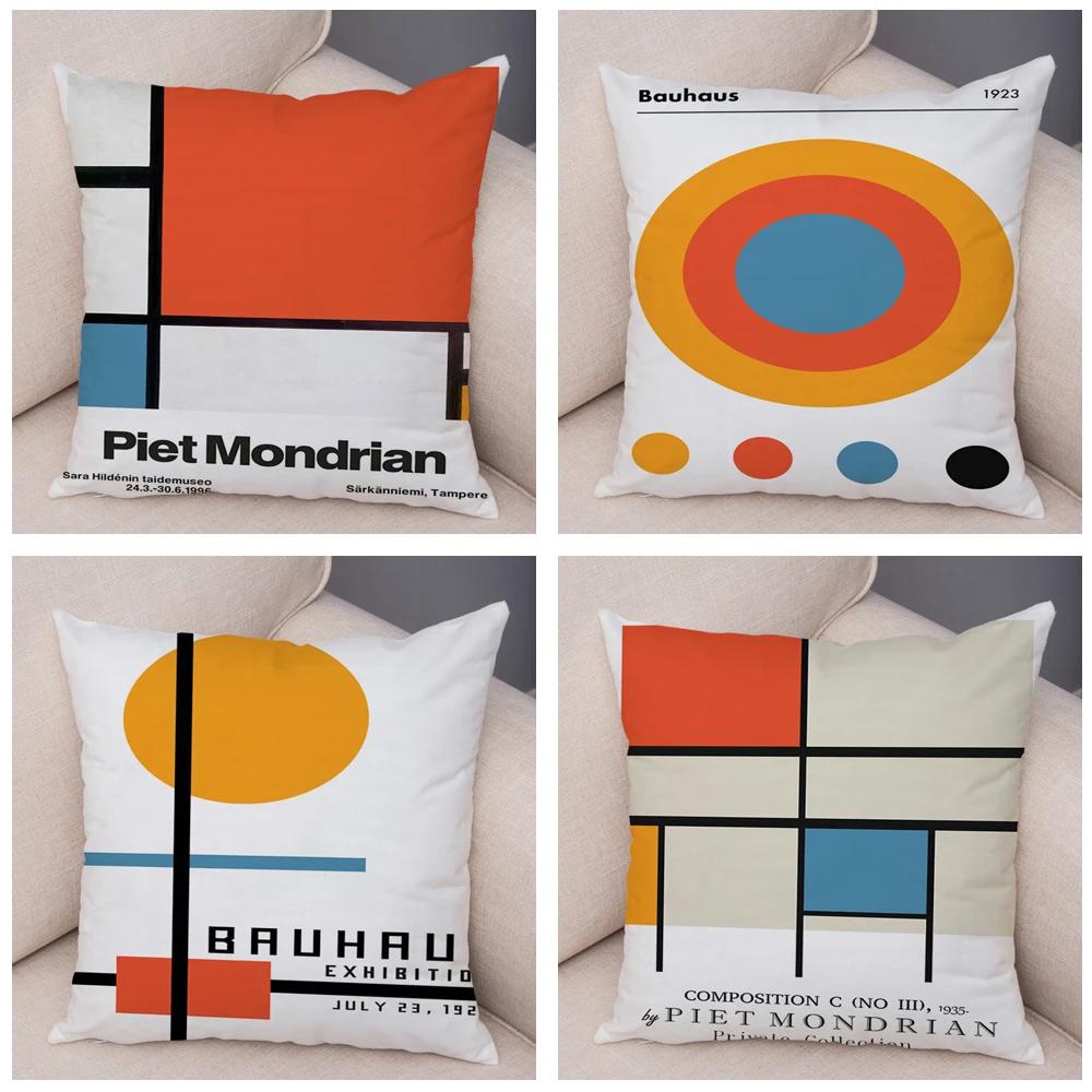 Piet Mondrian Geometric Line Color Block Pillowcase Soft Plush Throw Cushion Cover Decor Nordic Style Pillow Case for Sofa Home
