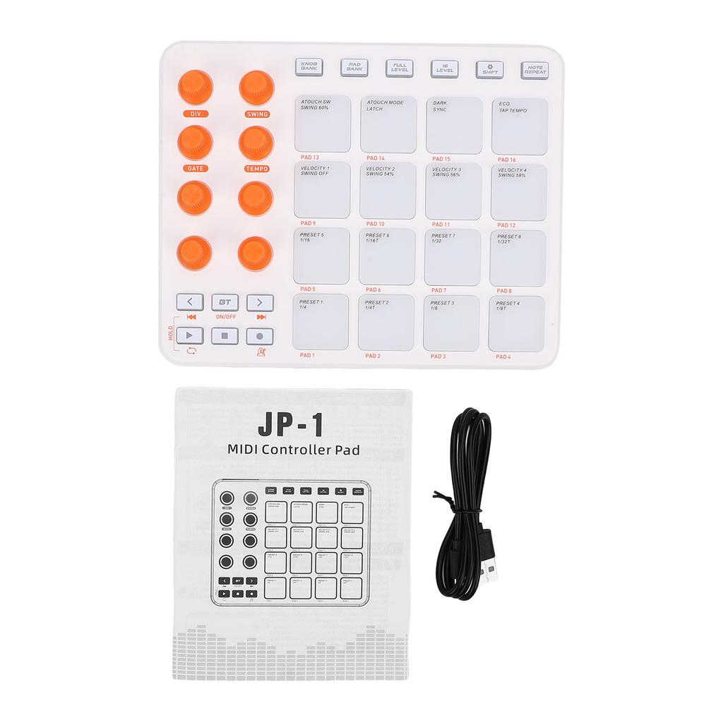 Беспроводной MIDI-контроллер MIDI-клавиатура пэды 16 RGB-пэдов 6 настраиваемых кнопок 8 ручек Перезаряжаемый Поддержка ПК Мобильное приложение для начинающих