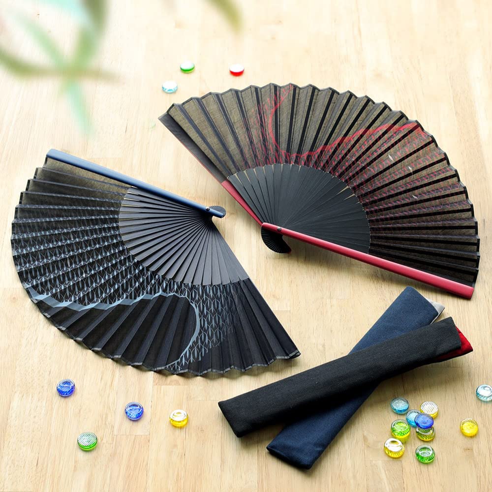 Набор вееров с веером Sakana Grade Blue [Osaka Choseido], мужской, модный, деловой, сумка, держатель, носовой платок,