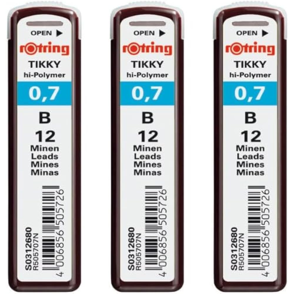 Стержни для механического карандаша RotRing Tikky | 0,7 мм | B | 3 (36 выводов)