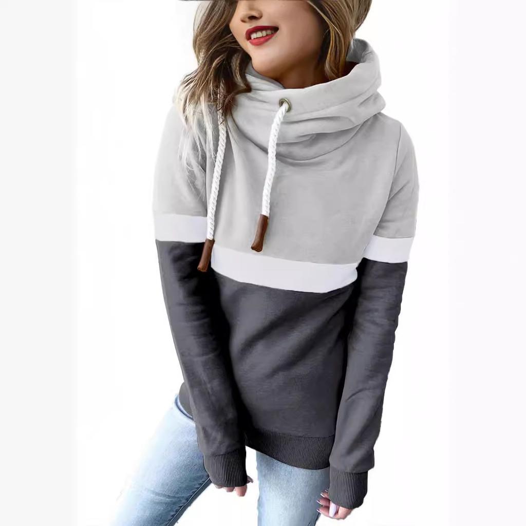 Womens Puffer Hoodie With Colorblock Splicing For Casual Winter Wear