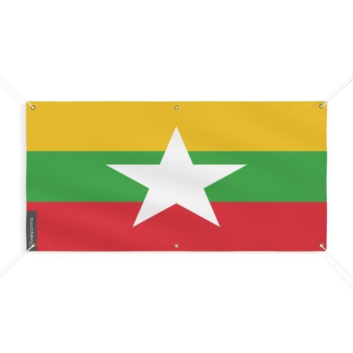 Bannière Drapeau De La Birmanie 6 Oeillets 140x280cm En Polyester