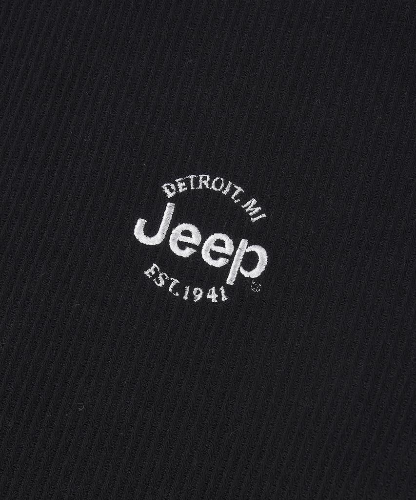 JEEP Track Open Collar Waffle Short Sleeve T-Shirt (Jr5Tsu128Bk)