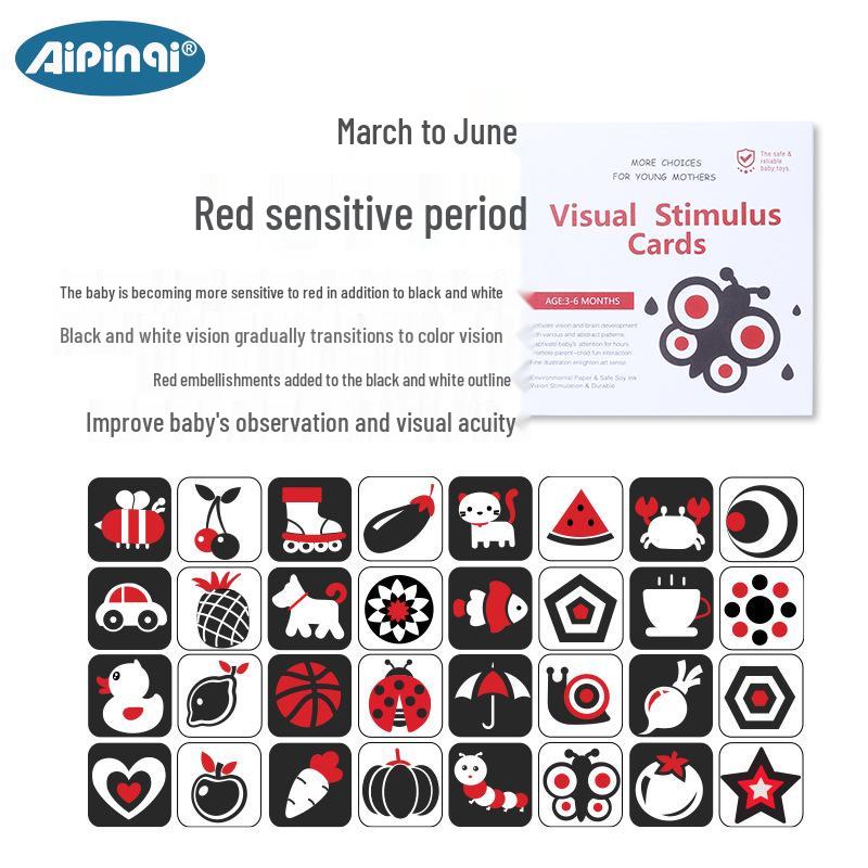 Aipinqi Baby Visual Stimulation Cards: Newborn Black and White Early Education and Tracking Cards