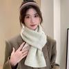 Korean Knitting Scarf Solid Color Thickened Warm Women Scarf Cold Weather Thermal Neck Wrap Casual Outfit Scarf