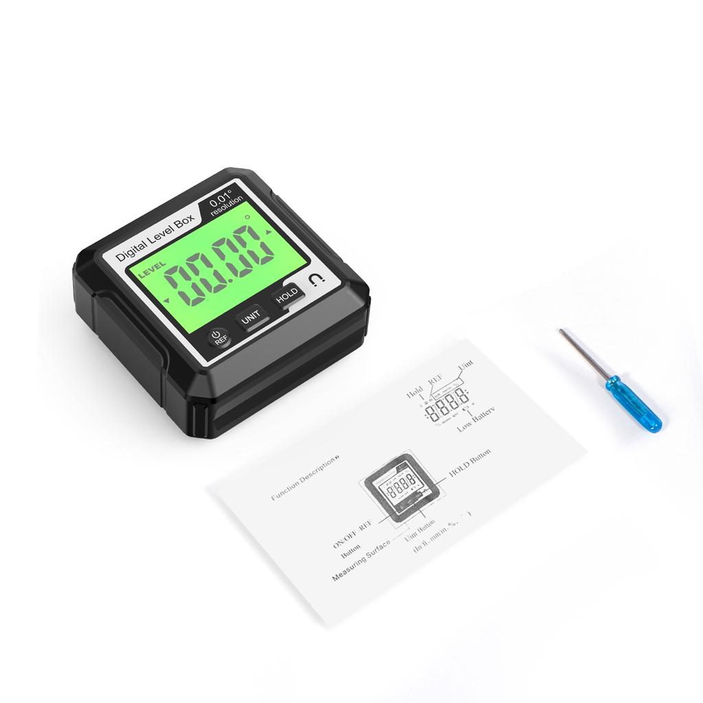 Digital Angle Finder Gauge with Magnetic Base and Backlit LCD Display Angle Ruler 4 of 90 Degree Digital Level Box for
