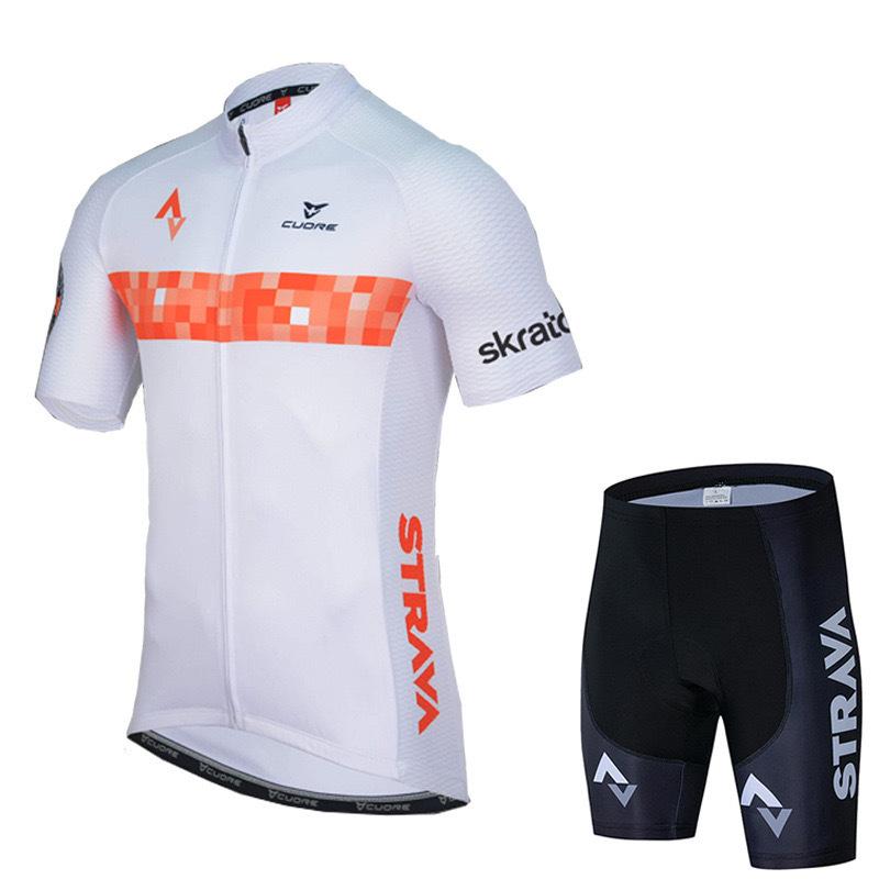 New Strava Cycling Suit Men's Outdoor Sports Cycling Short Sleeve Strap Shorts Set