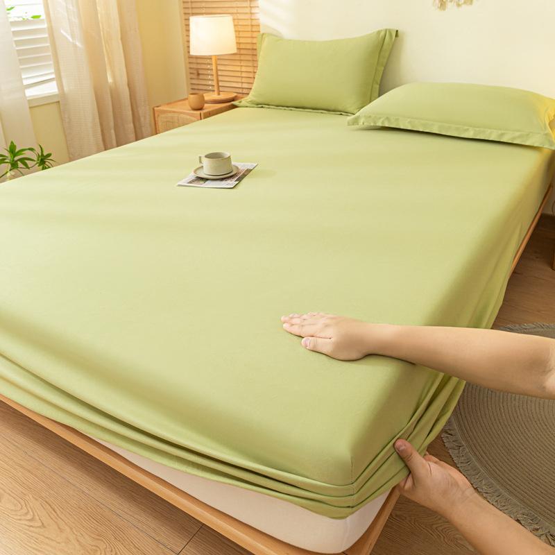 Cotton Fitted Sheet Bedding Sheet Non Slip Mattress Cover Bed Protector Cover Single Double Bed Cover Sofa Cover with Elastic Band (No Pillowcase)