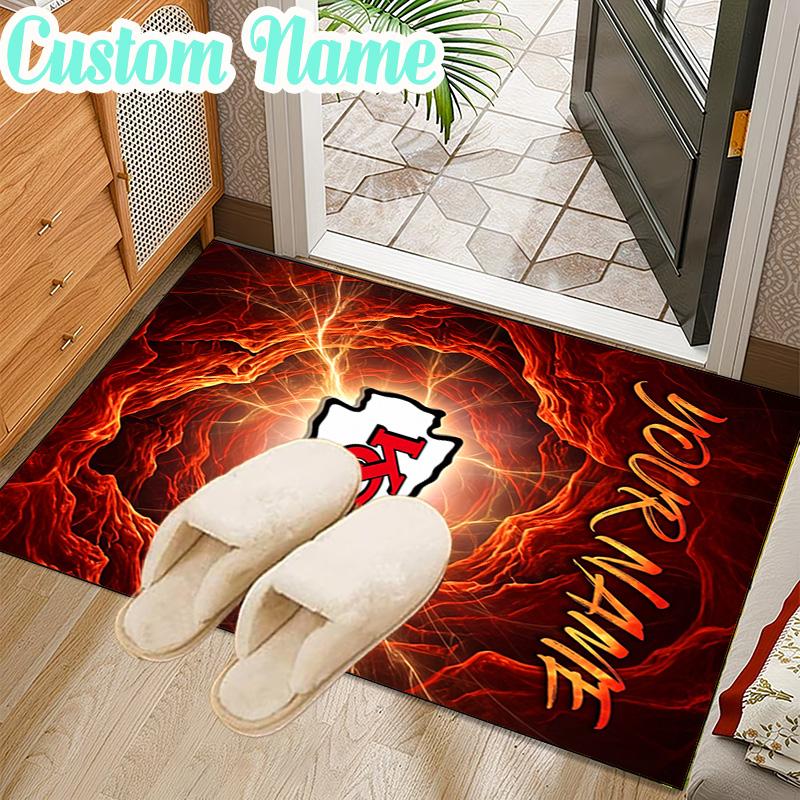 Custom Name Kansas Chiefs Logo Rug Office Rug Chair Mat Non Slip Carpet Rugs for Bedrooms Dining Room Living Room Home Decor gifts