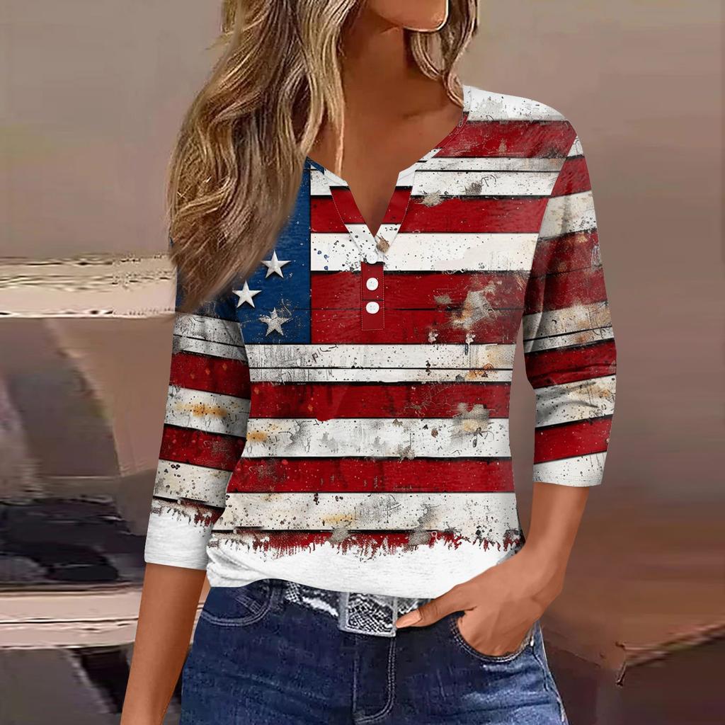 Женская футболка с короткими рукавами и принтом «День независимости»