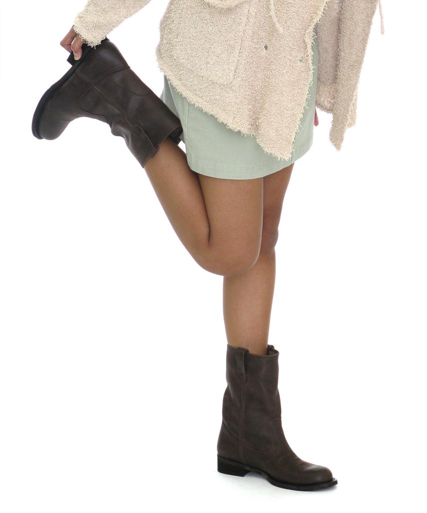 Partimento Women Wrinkled Leather Pecos Boots_Brown